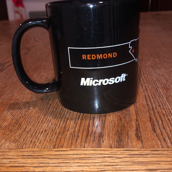Rare Microsoft Logo Redmond World Map Black Coffee Mug Cup w/Handle Oversized - Picture 3 of 6